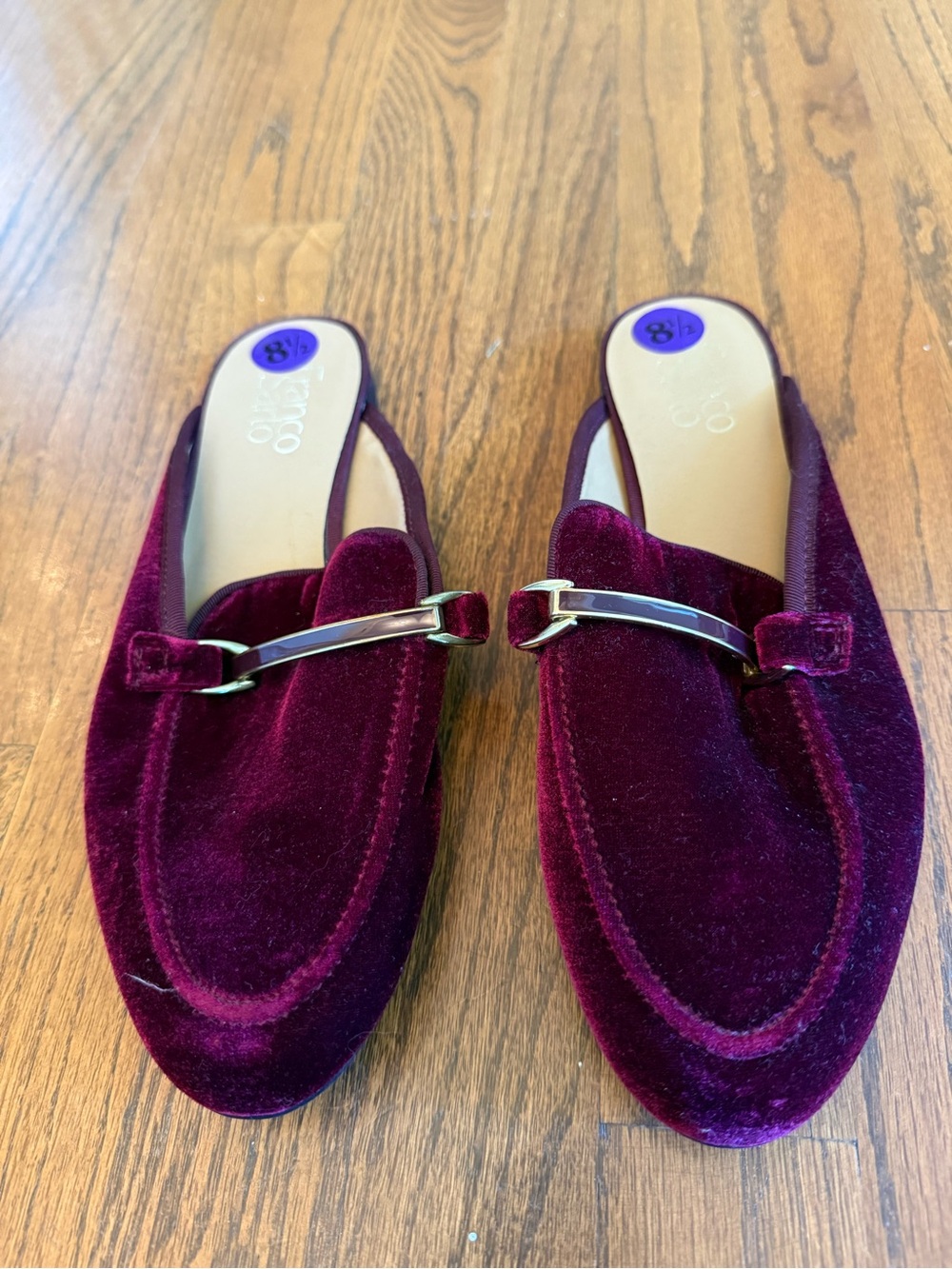 Franco Sarto Burgundy Velvet Loafers Size 8.5